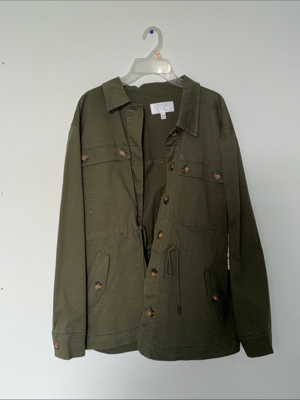 Time and Tru Olive Green Drawstring Utility Jacket